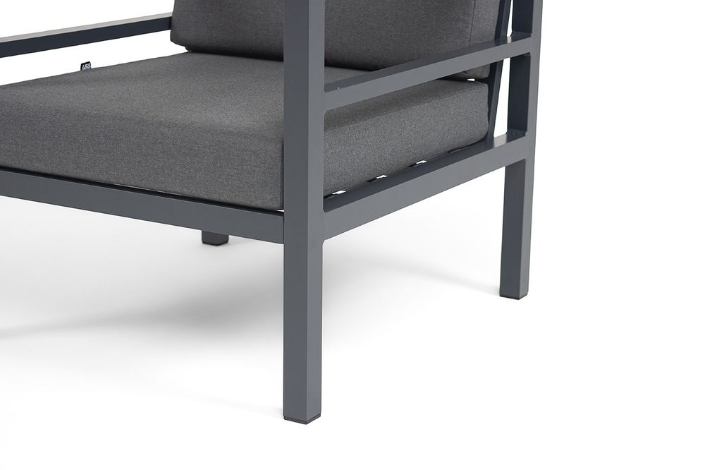 "Эстелья" кресло разборное, каркас алюминий темно-серый (RAL7024) матовый, ткань темно-серая 027