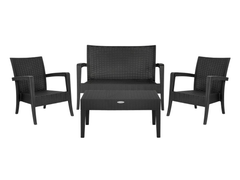 Набор мебели Элластик-Пласт Ola Dom Делюкс (2 кресло-диван+стол 92x53см+диван) (антрацит)