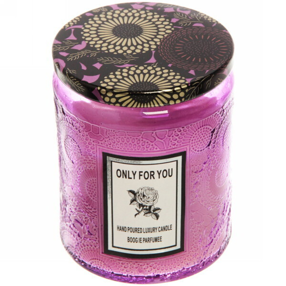 Свеча «Only For You-Rossato» 7*9см в подсвечнике с крышкой, цвет лавандовый,в подарочной коробке