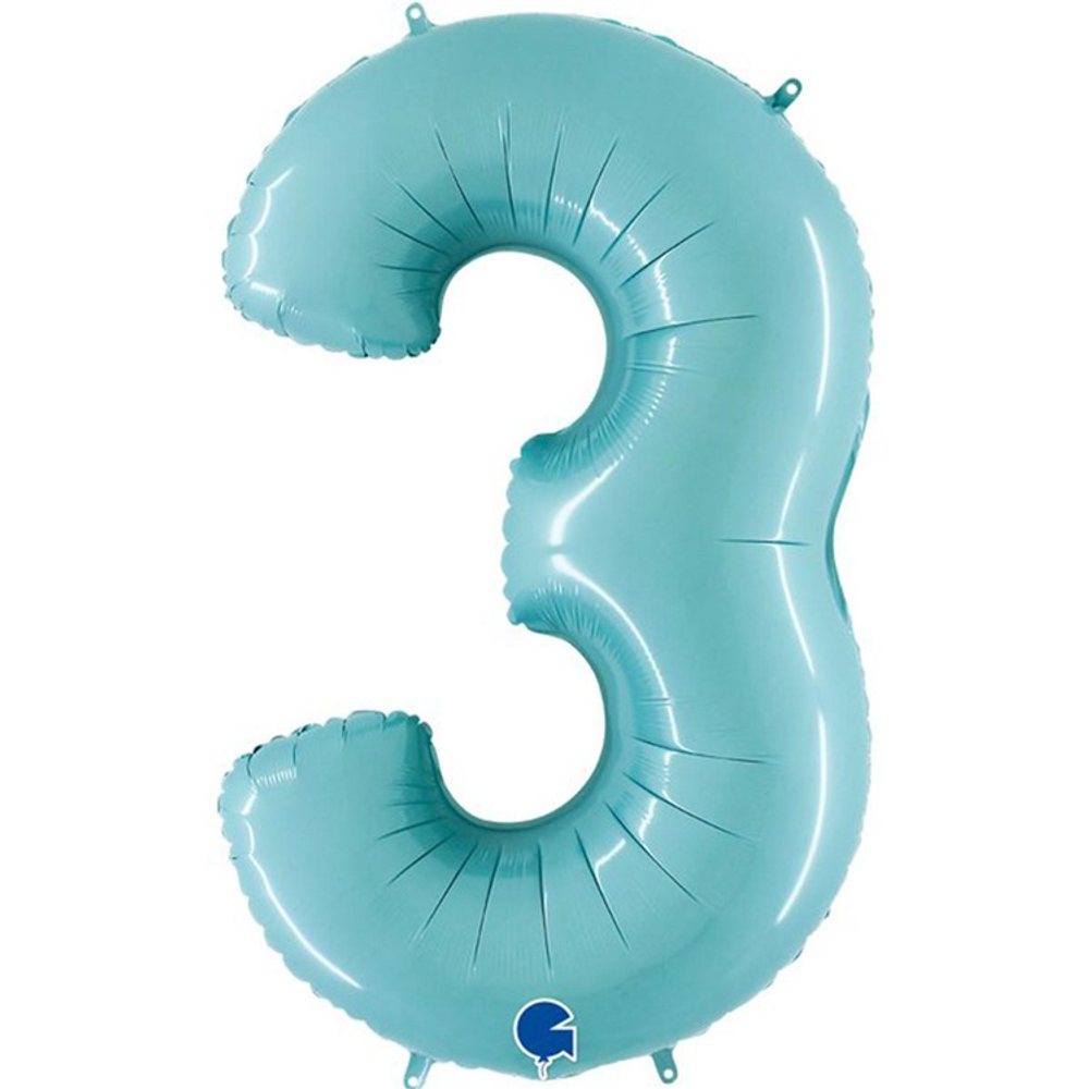 Шар фольгированный Цифра 3 101 см (Голубой)
