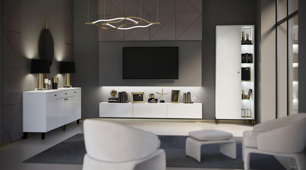 Тумба навесная №1 Оливия, Белый, Белый Глянец