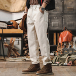 Американские ретро- белые джинсы для мужчин, свободные прямые брюки