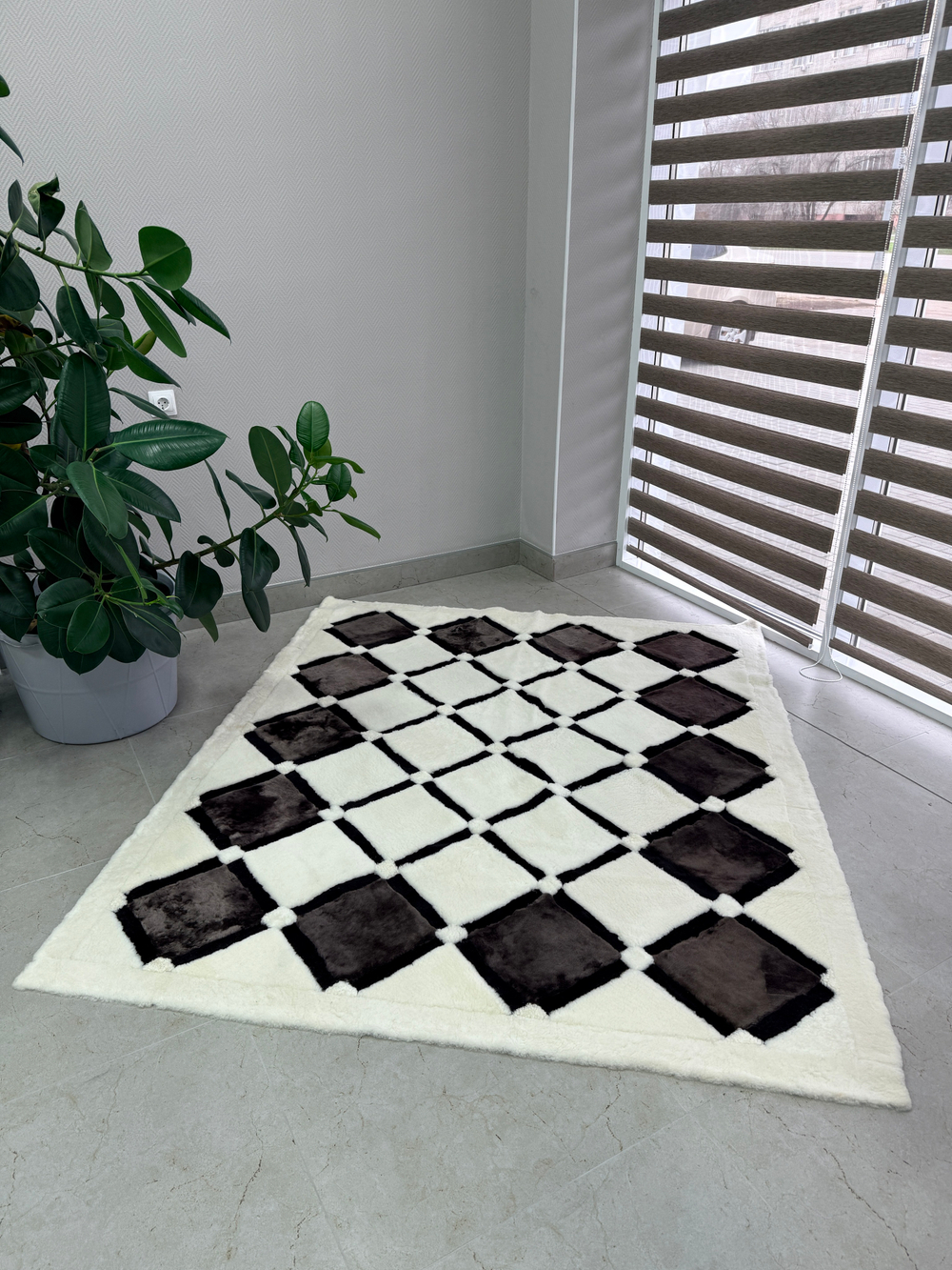 Ковер прямоугольный натуральный мех овчина, 210 х 170 см.