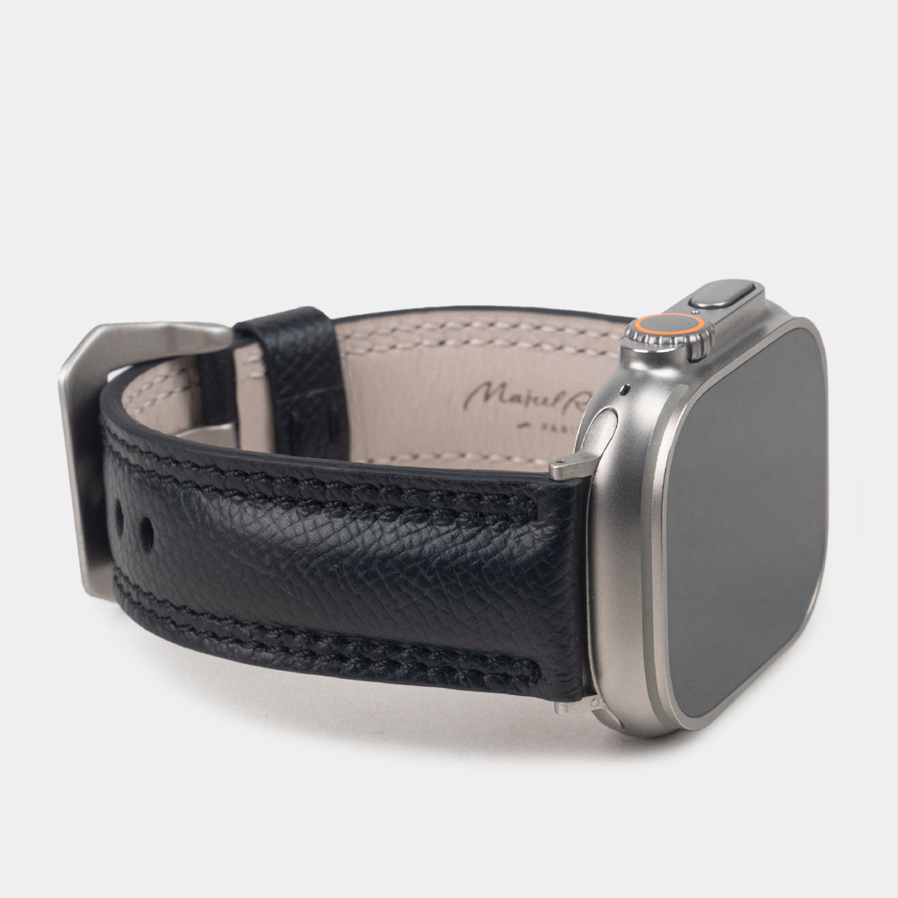 Ремешок для Apple Watch Ultra 49mm из кожи сафьяно,черного цвета