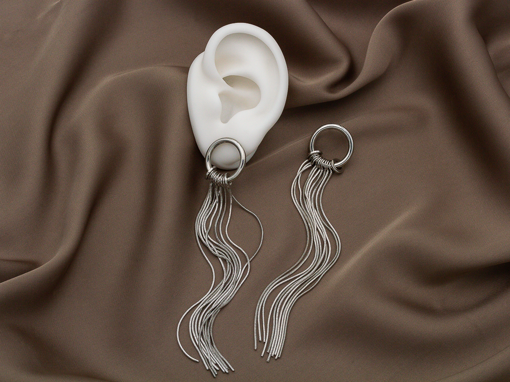 Серьги "Круг" с цепями, 120мм