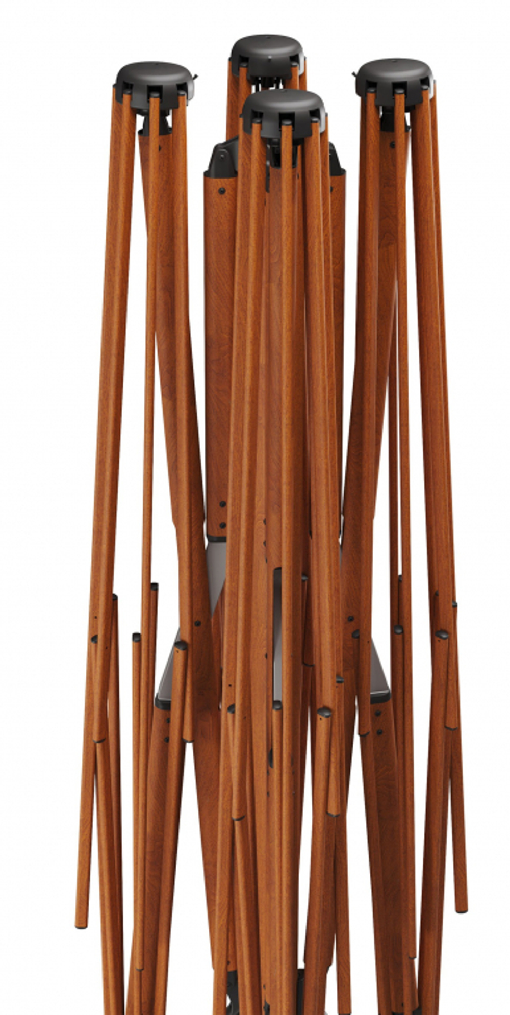 Зонт профессиональный четырехкупольный 6х6 м Scolaro Galaxia Quattro Timber, имитация ироко, слоновая кость