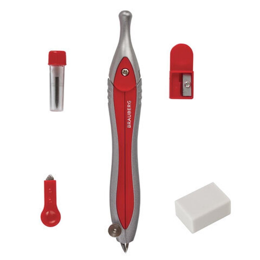 Готовальня BRAUBERG "Extra", 5 предметов (циркуль 120 мм, резинка, точилка, отвёртка, грифель), 210687