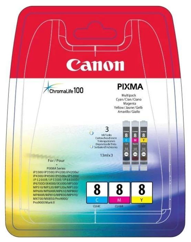 Набор картриджей CANON CLI-8 многоцветный,  3 картриджа