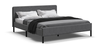 Уна Кровать 160 Рогожка Мальмо серый, Чёрный