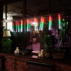 ULD-E2405-240-DTK MULTI IP44 METEOR Занавес светодиодный фигурный Падающие звезды. соединяемый. 2х0.5м. 8 подвесов. Разноцветный свет. Провод прозрачный. TM Uniel.