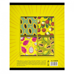 Тетрадь 48л., А5, клетка, Alingar "Экзотические фрукты", скрепка, мелованный картон (стандарт), выб УФ лак, блок офсет, 4 дизайна в пленке т/у