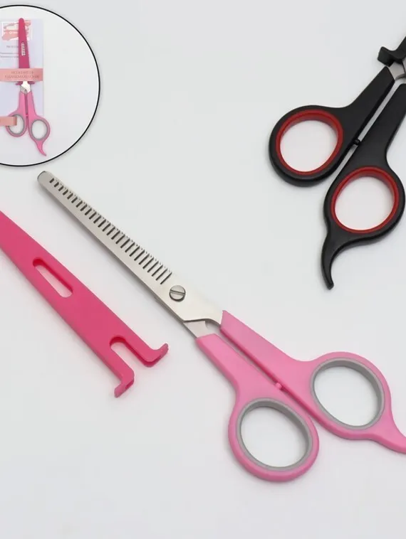 Ножницы филировочные с упором, лезвие — 6,5 см, цвет МИКС