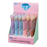 Ручка шариковая, автоматическая, Basir, синие чернила, серия "Космонавт", цветной корпус со стразами и подвеской, 24 шт