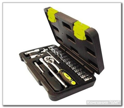 Набор торцевых головок 1/4"DR 19 предметов CrV БМ