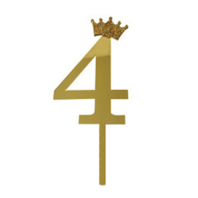 Y Топпер цифра 4 Корона GOLD 18см, 1шт.