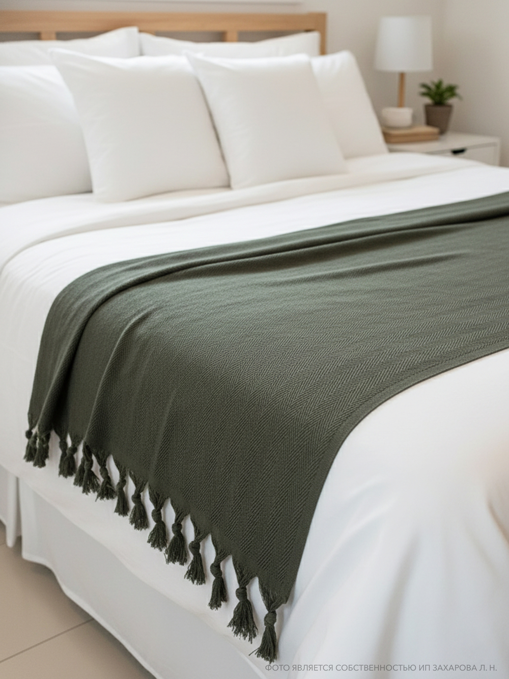 Плед-покрывало из хлопка Berlino, цвет Хаки