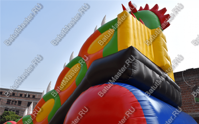 Батут-горка "Дракон 2", 10*5*8 м, с шипами