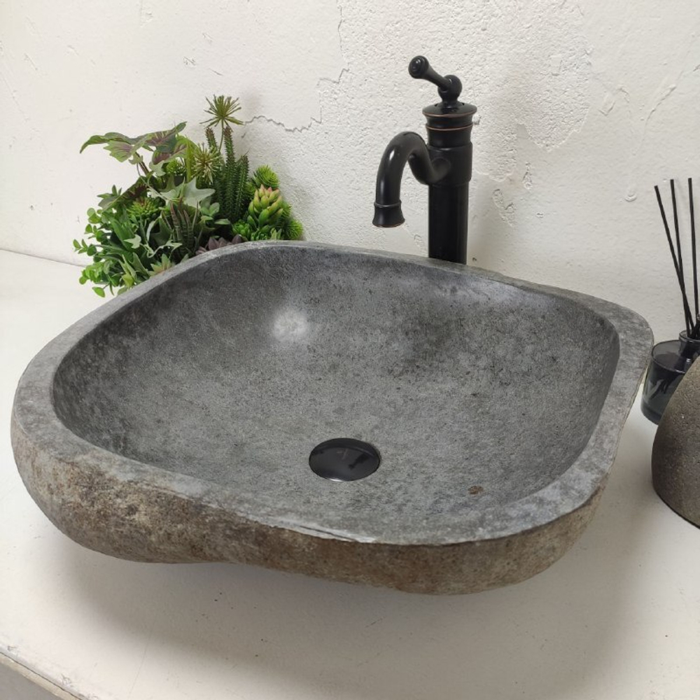 Каменная раковина из речного камня RS-62018 (55*47*15)