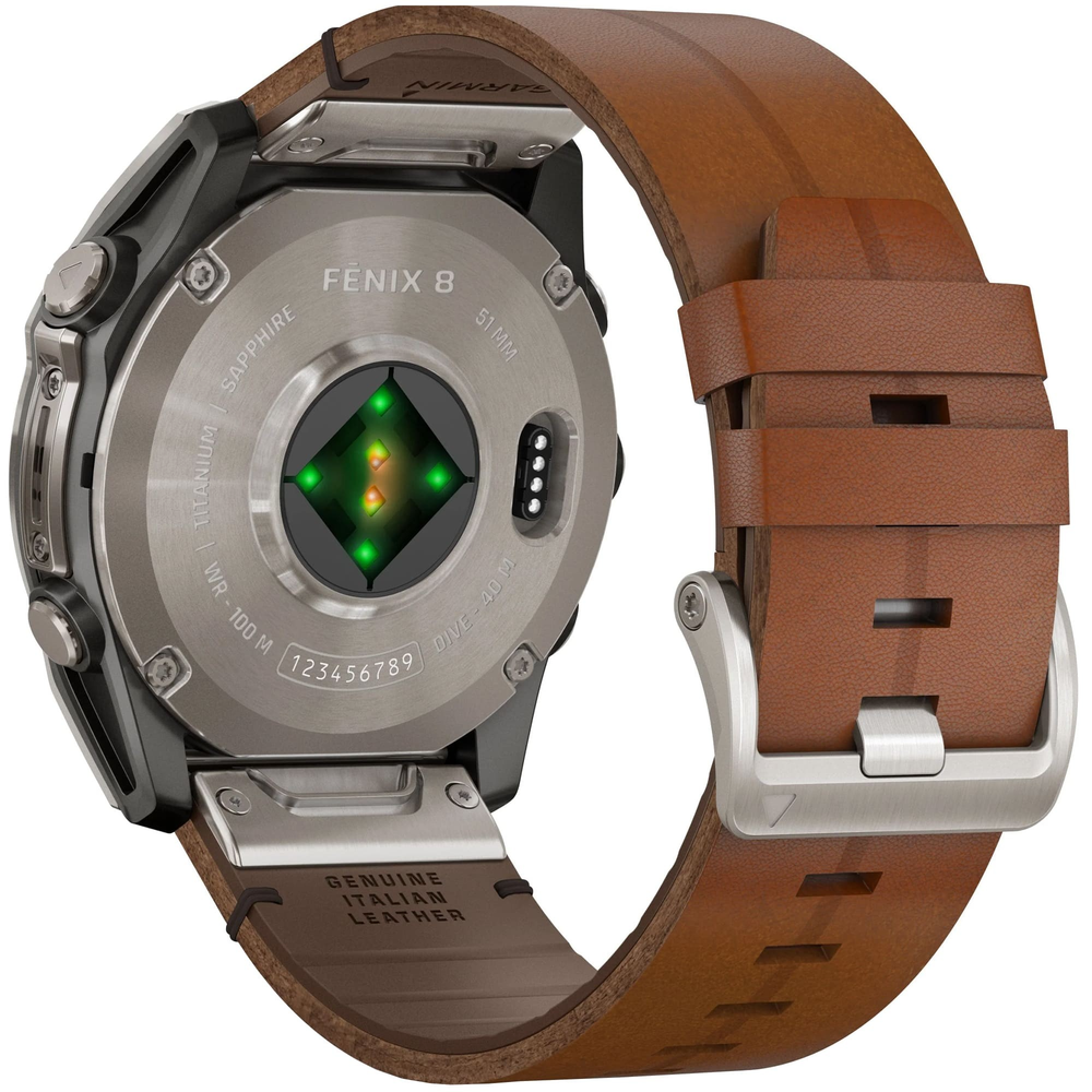 Garmin Fenix 8 51mm Amoled Sapphire Carbon Grey + Кожаный браслет