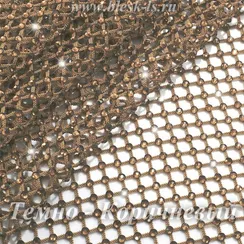 Сетка со стразами Смоук Топаз, Тёмно-Коричневая №66, розница от 30 см