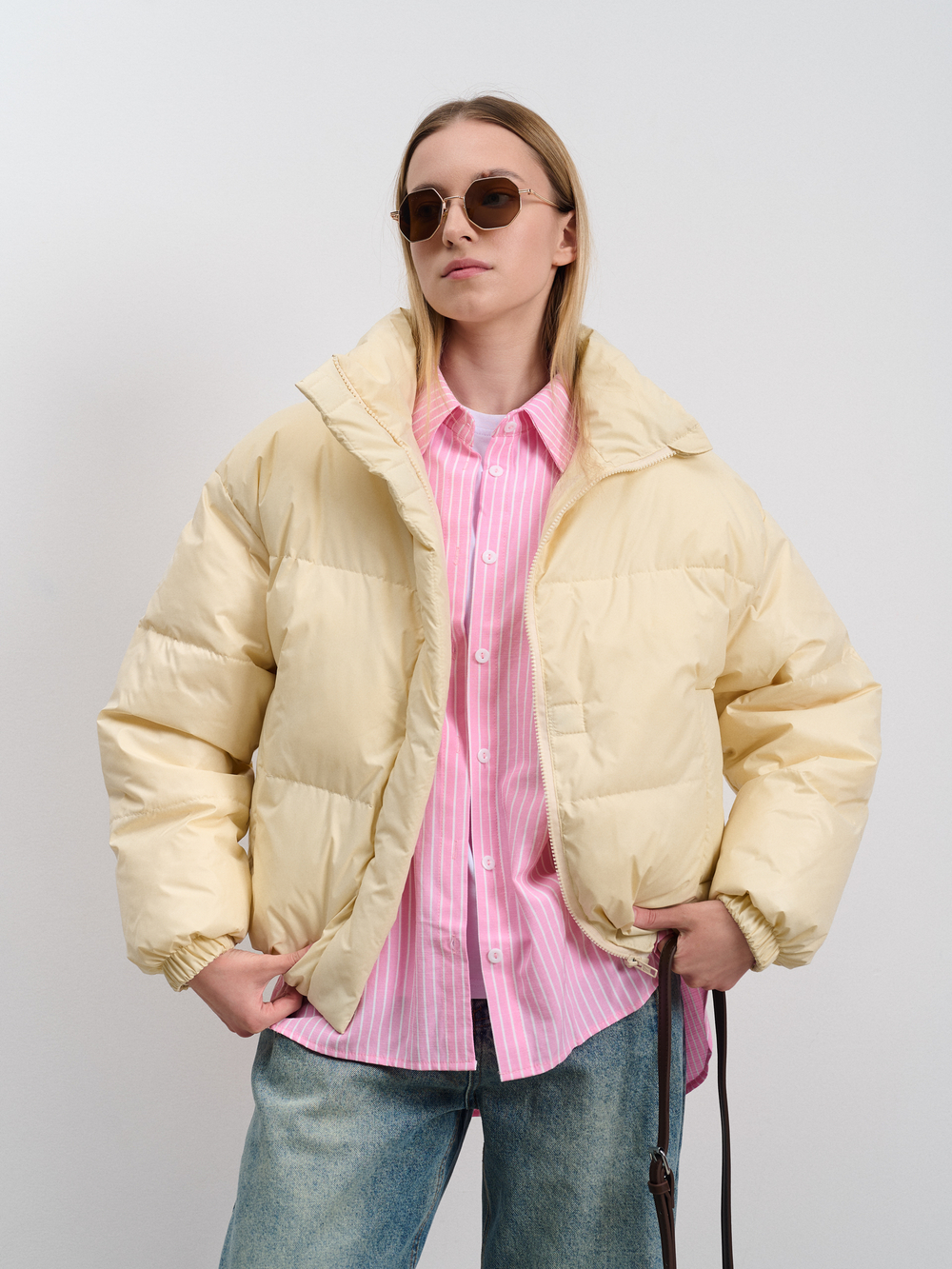 Пуховик женский демисезонный ваниль