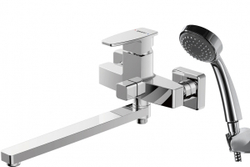 Смеситель для ванны с длинным изливом и душевой лейкой Bravat Riffle F672106C-B