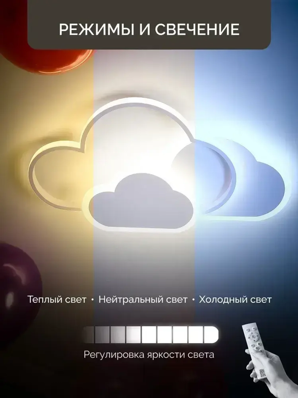 Люстра в детскую комнату светодиодная с пультом 120Вт 20 кв.м. 3200-5600К