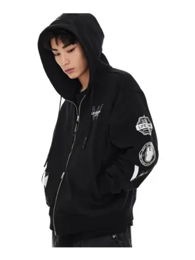 Худи на молнии с капюшоном с логотипом ladok на рукаве