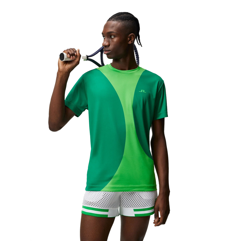 Мужское теннисное поло JLindeberg Big Spots T-Shirt Men - Green