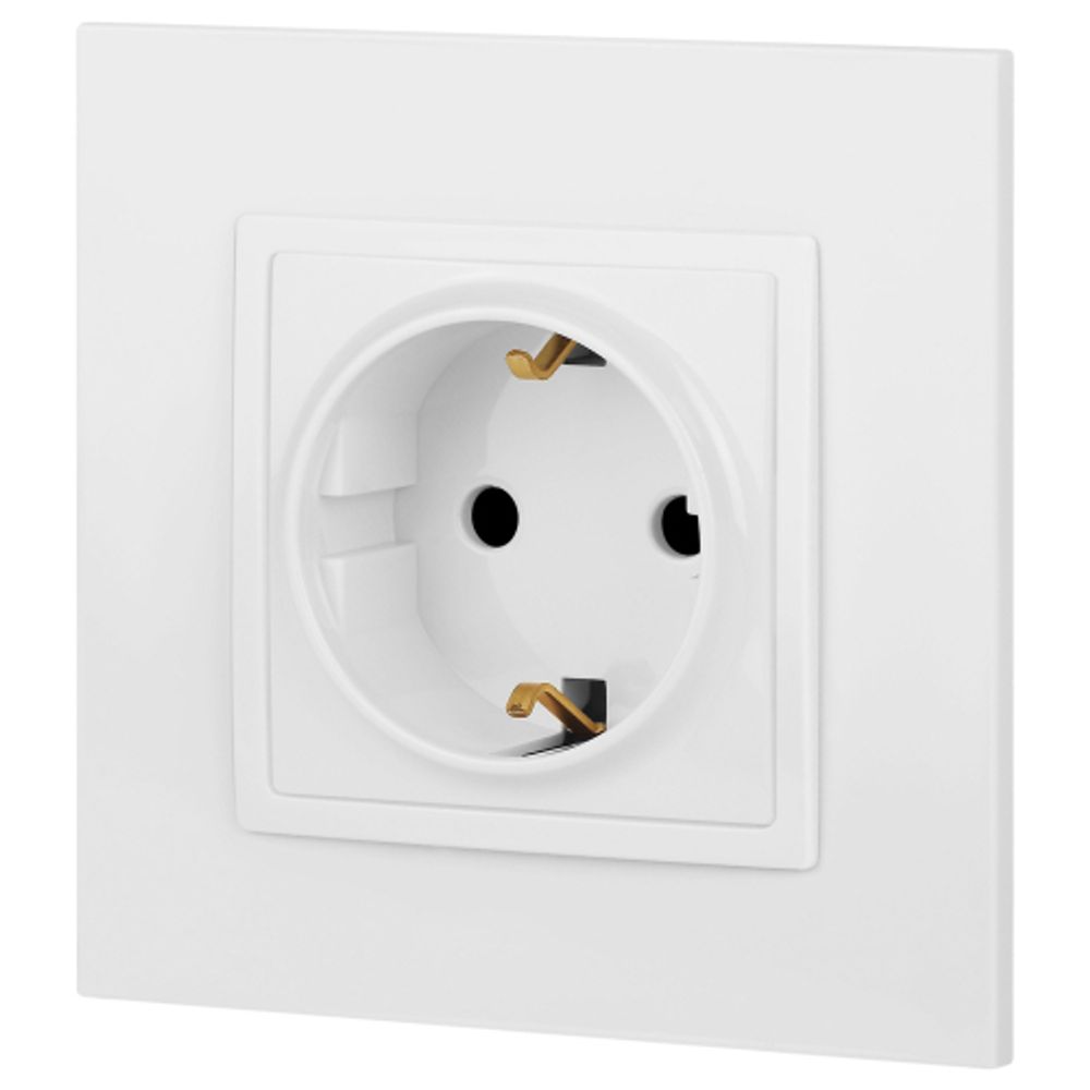 14-2102-01 ЭРА Розетка 2P+E Schuko со шторками, 16A-250В, IP20, Эра Elegance, белый