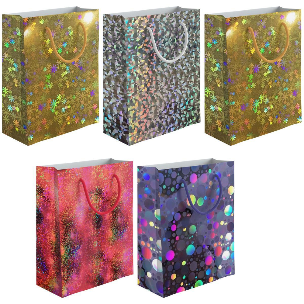 Пакет бумажный подарочный, голография, 20x24x11,5см (Академия Групп)