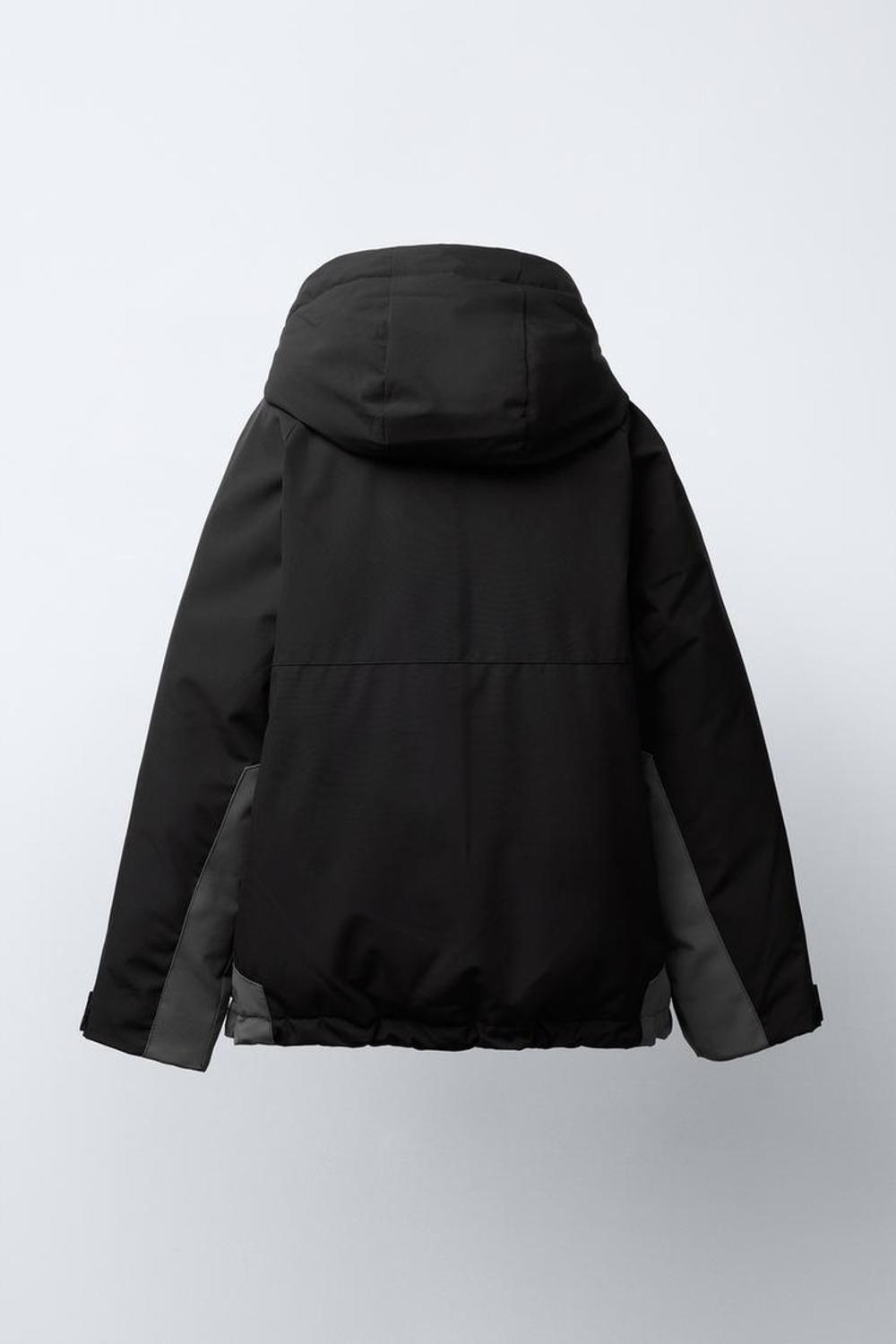 ZARA КУРТКА COLOR BLOCK WATER REPELLENT, ЧЕРНЫЙ