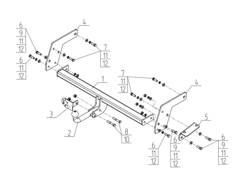 Фаркоп для Toyota RAV4 2019-2025, Suzuki Across 2020-2025 Тип шара: A. Нагрузки: 1500/60 кг, TY 48