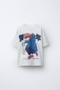 ZARA ФУТБОЛКА С ПРИНТОМ, СВЕТЛО-ЗЕЛЕНЫЙ