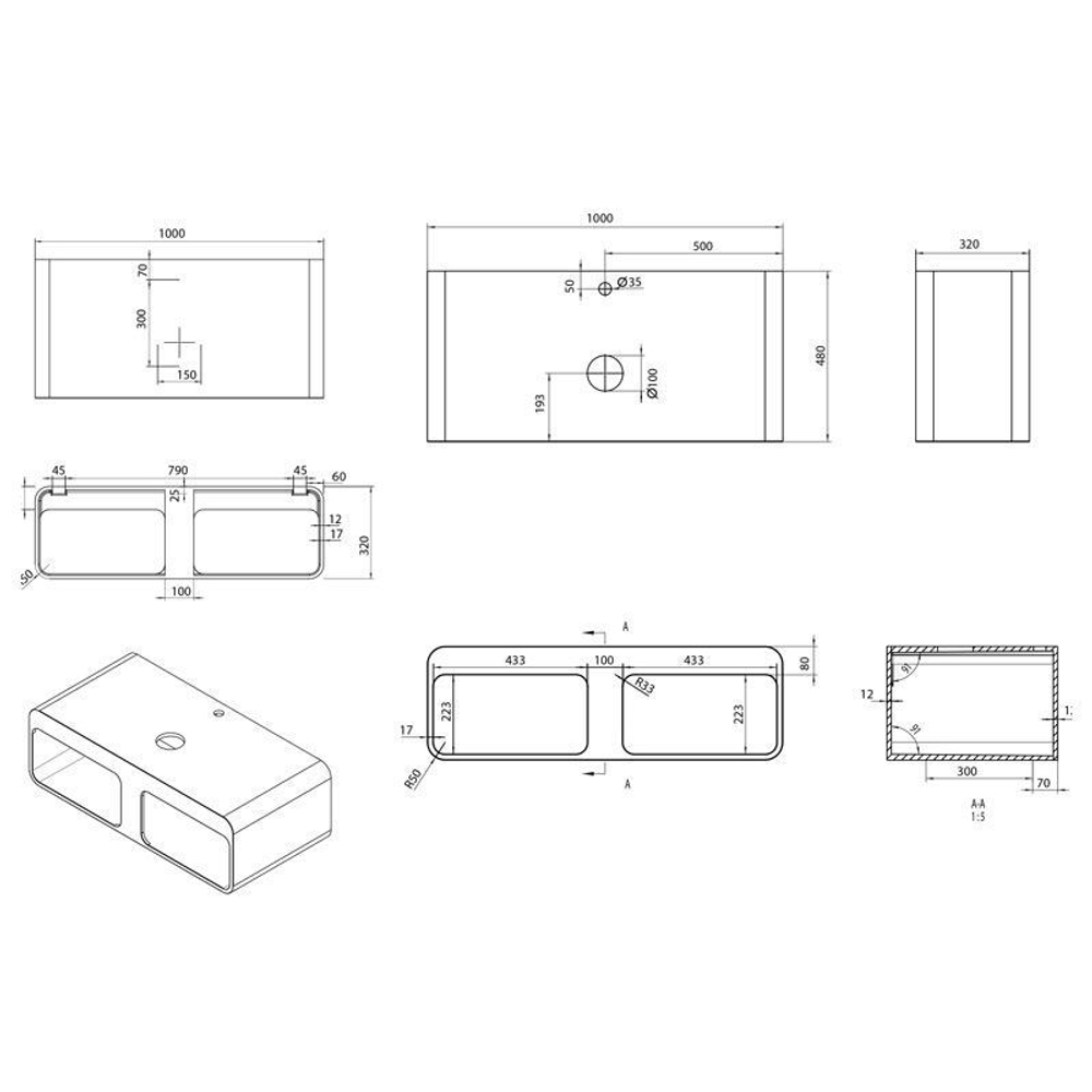 Консоль под раковину Aquanet Stone K52 100, глянцевая