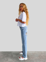 Футболка LJHY 531 свободная принт наушники однотонная оптом