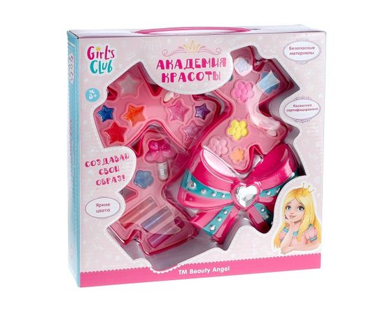 Набор косметики для девочек "Girl's Club" в наборе: тени, губная помада, блеск для губ, лак для ногтей