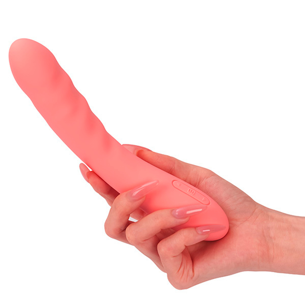 Персиковый интерактивный изогнутый вибратор 19,6см с функцией пенетрации Svakom Ava Neo App-Compatible Thrusting Vibrator SA059B-PP