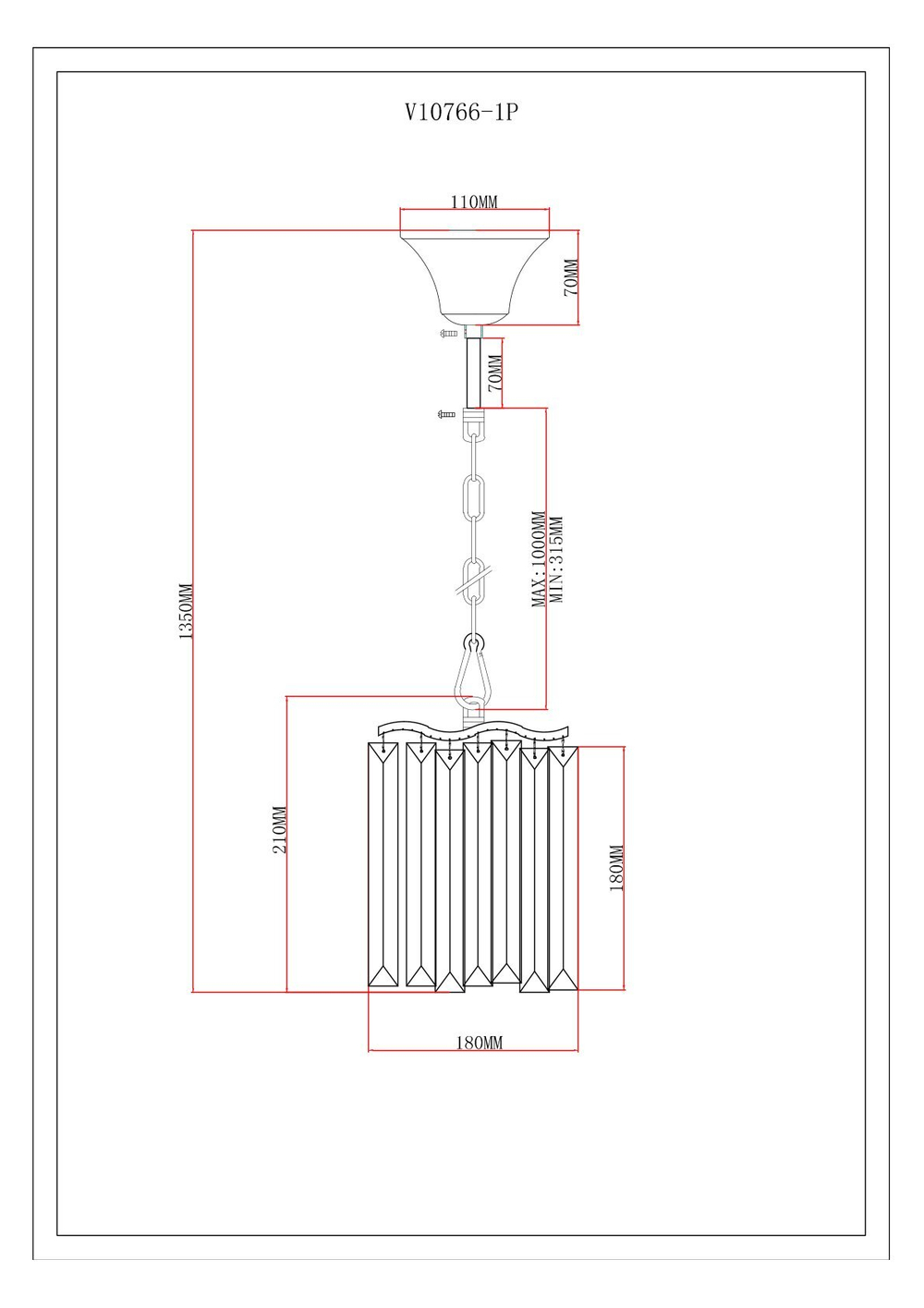 Светильник подвесной Moderli V10766-1P Wave