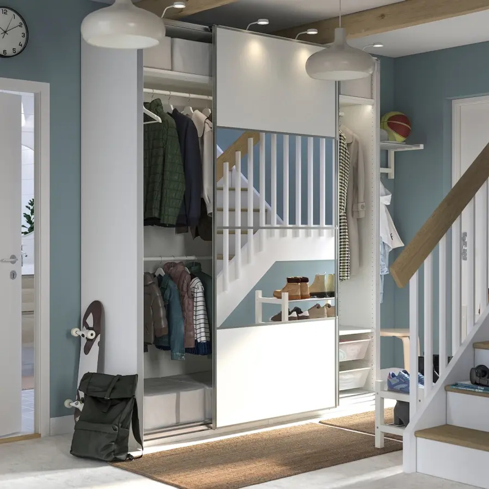 Шкаф - PAX / MEHAMN/AULI  IKEA/ ПАКС / МЕХАМН/ АУЛИ   ИКЕА, 236х200  см, белый