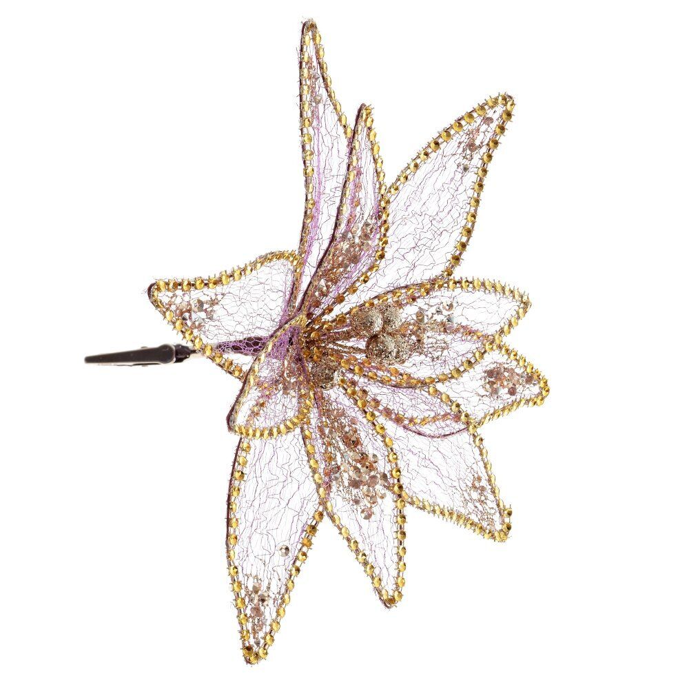 GAEM Цветок искусственный "Пуансеттия" (на клипсе), L23 W23 H12 см