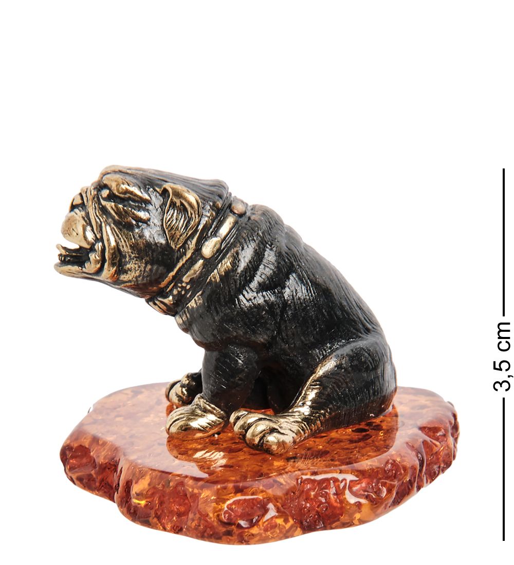 Народные промыслы AM-1300 Фигурка «Английский бульдог» (латунь, янтарь)