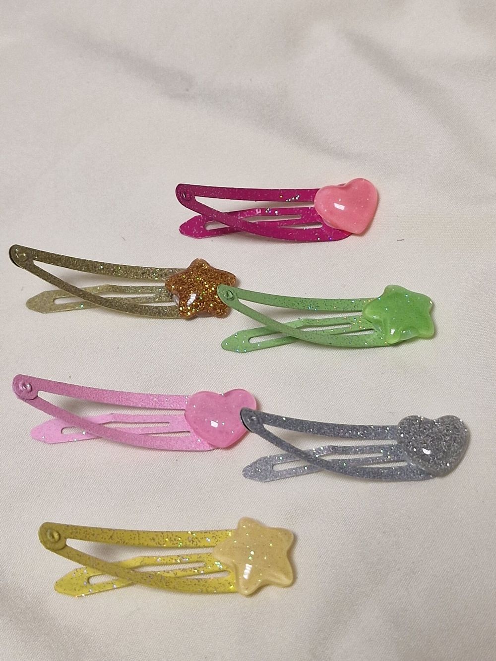 Заколки для волос НАБОР 6 шт., 5 см, клик-клак, с декоративными элементами, разные цвета, MONTE VITA, 457089