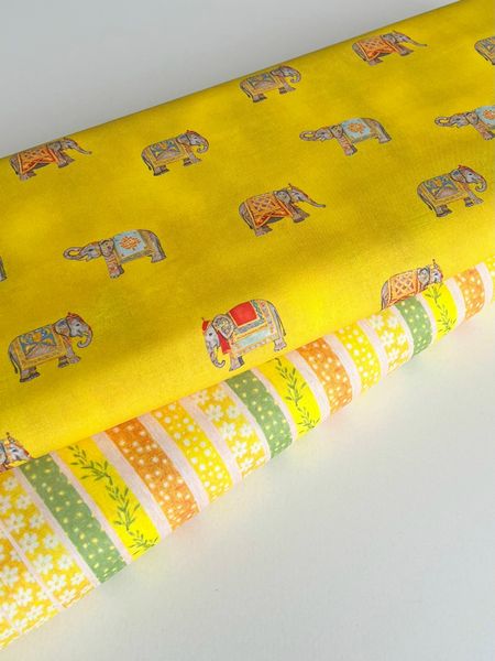 ИНДИЙСКИЕ СЛОНЫ НА ЖЕЛТОМ, 100% хлопок 3