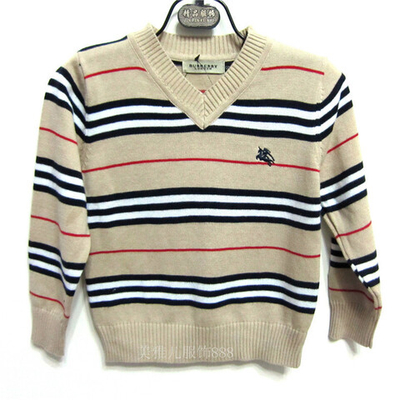 Пуловер детский в полоску с V-образным вырезом