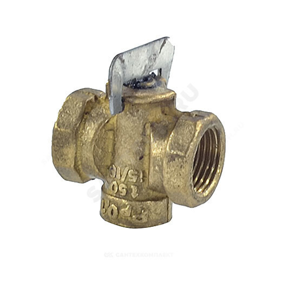 Кран конусный латунь газ 11б34бк Ду 15 Ру0,1 G1/2" ВР стандартопроходной Цветлит ZW30002