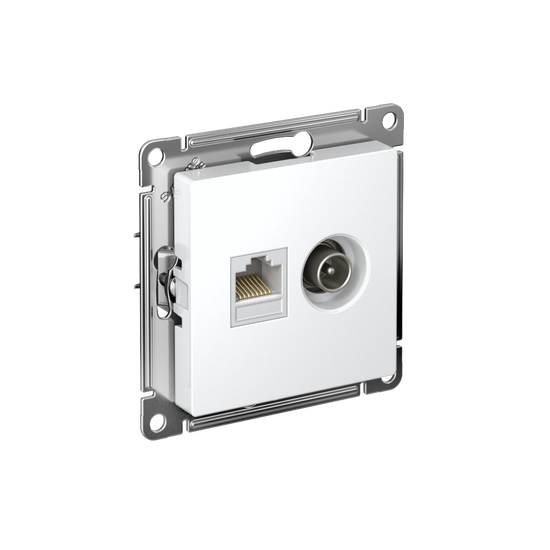 Розетка компьютерная + телевизионная 2-м СП AtlasDesign RJ45 кат.5E + TV механизм лотос SE ATN001389