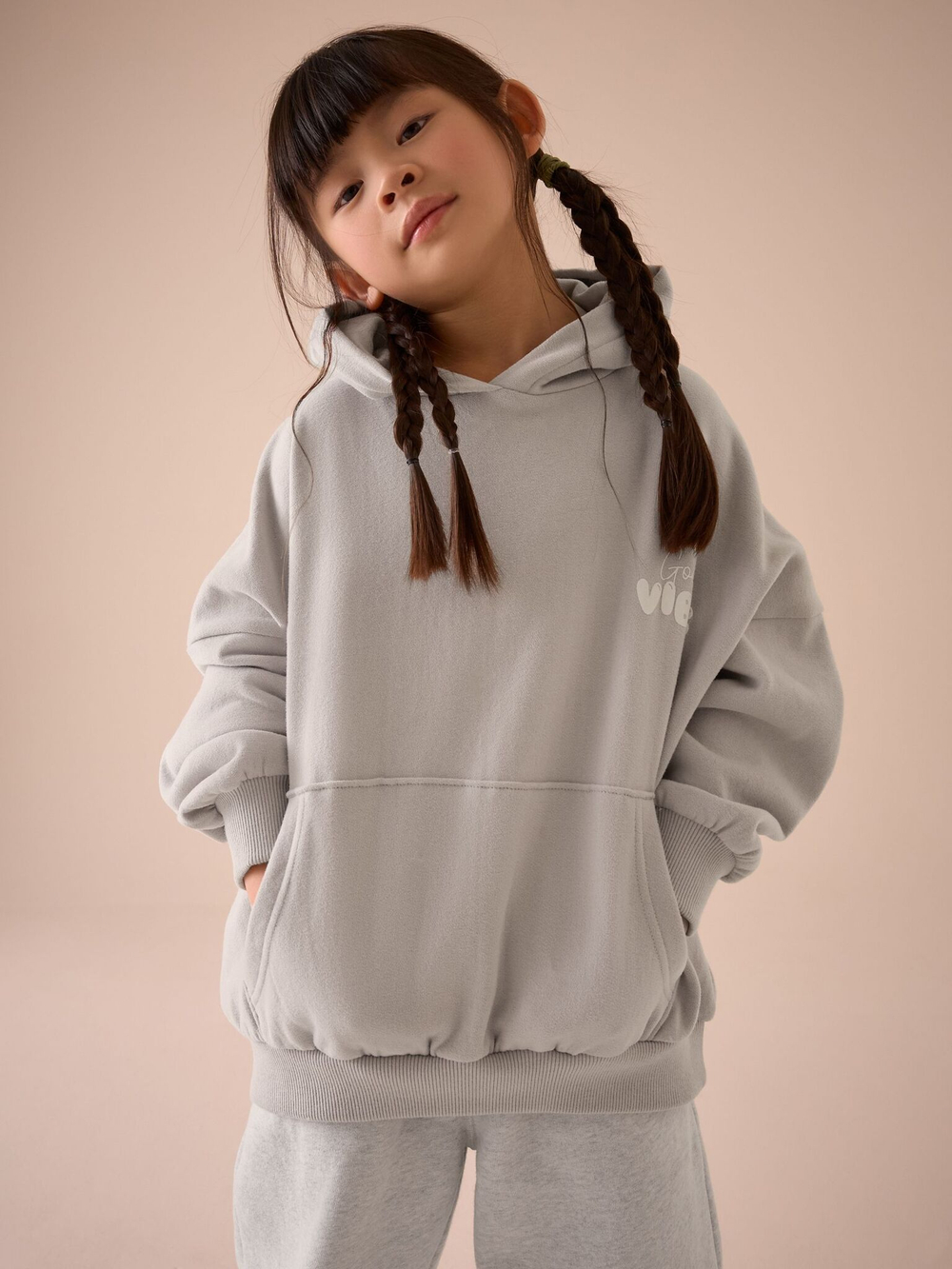 Толстовка с капюшоном для девочки Next E61-670, Серый