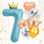 Набор шаров 8 шт «7 - Prince», голубой (цирфа + 7 шаров)