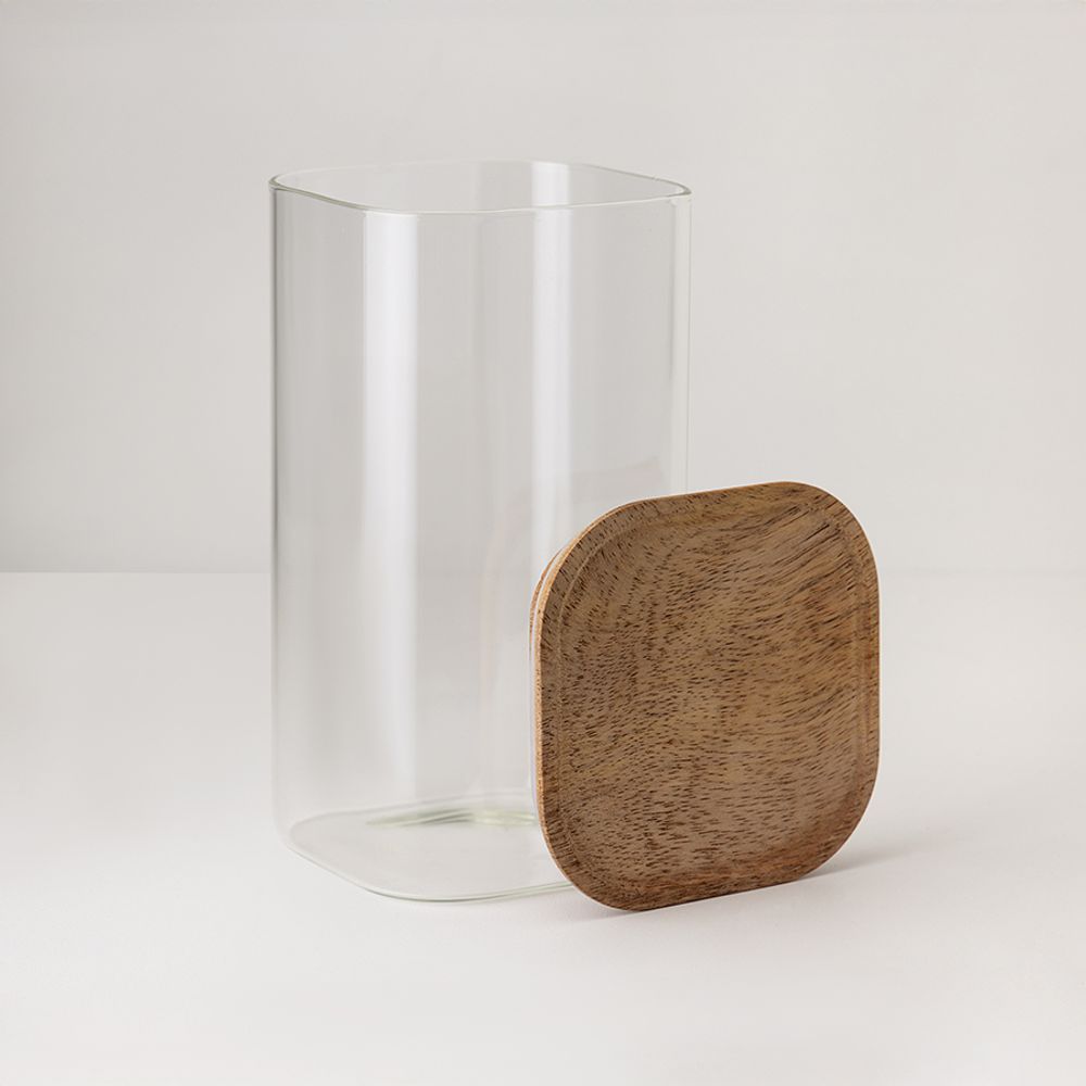 Банка для хранения квадратная Glass Acacia, 1,4 л